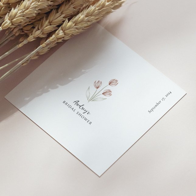 "Bride to Be" Pink & White Watercolor Tulip Napkin (Personalized Bride to Be Pink & White Watercolor)