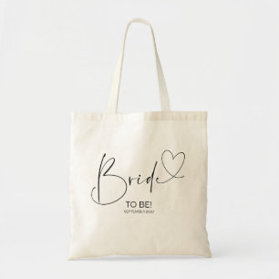 Bride To Be Simple Black and White Wedding Tote Bag