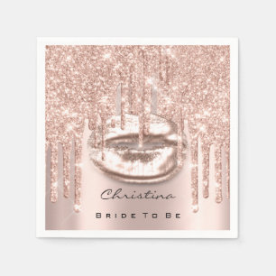 Bride To Be Sweet 16th Birthday Kiss Lips Rose Napkin