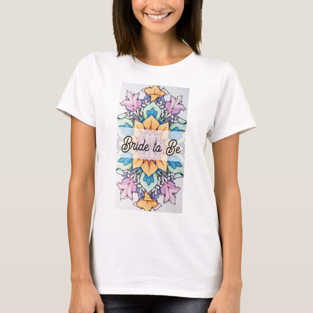 Bride to Be T-Shirt with Colourful Pattern (Front)