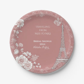 Bride to be Traveling from Miss to Mrs Blush Pink  Paper Plate