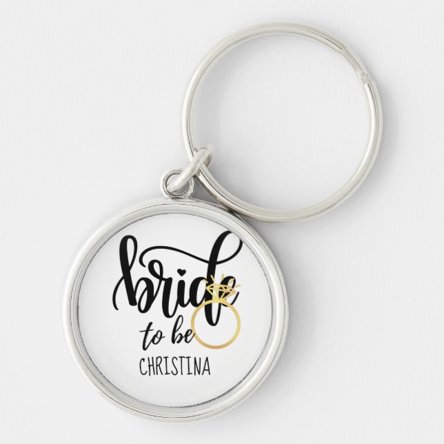 Bride to Be Wedding Bachelorette Bridal Shower Keychain (Front)
