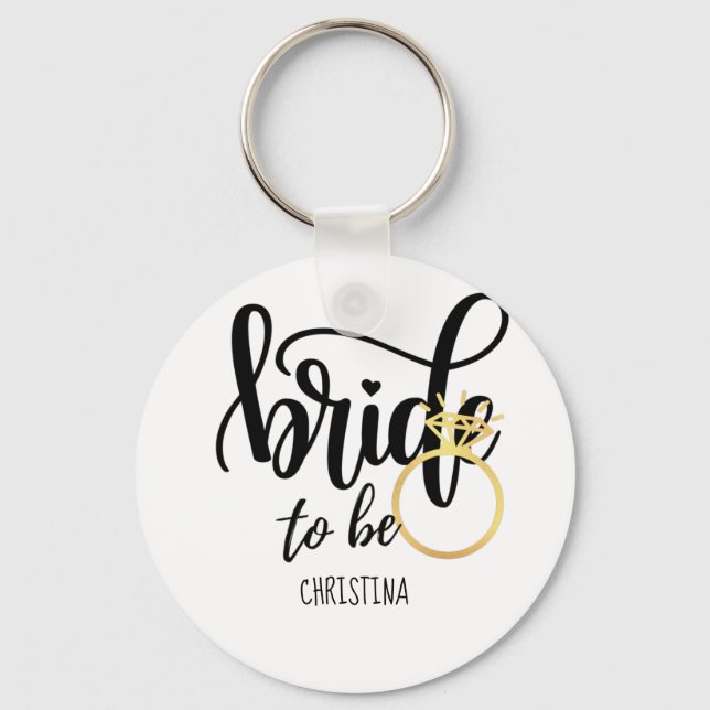 Bride to Be Wedding Bachelorette Bridal Shower Keychain (Front)