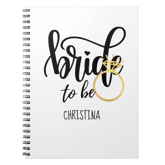Bride to Be Wedding Bachelorette Bridal Shower Notebook (Front)