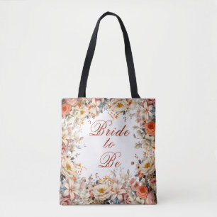 Bride to Be Wedding Beautiful Floral Bouquet  Tote Bag