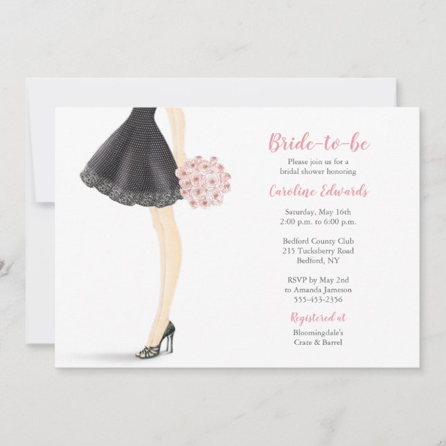 Bride-to-be with Bouquet Bridal Shower Invitation (Front)