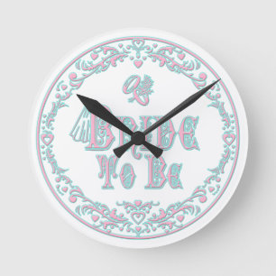 Bride To Be With Veil, Fancy Pink - Teal Vintage Round Clock