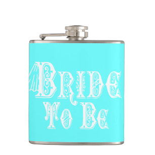 Bride To Be With Veil, Fancy White Type Hip Flask