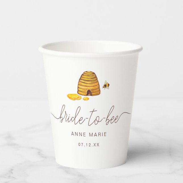 Bride to Bee Beverage Paper Cups (Front)