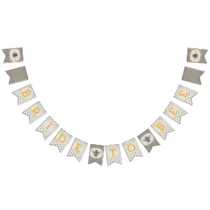 Bride To Bee - black and white-extra bees Bunting Flags