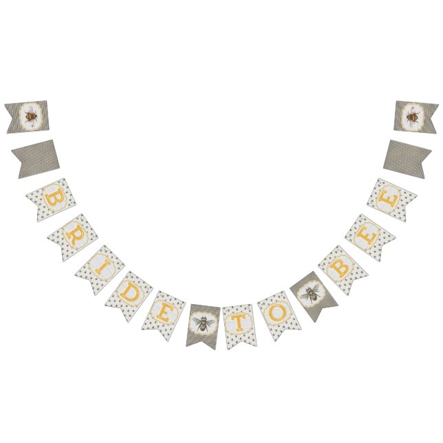 Bride To Bee - black and white-extra bees Bunting Flags (All)