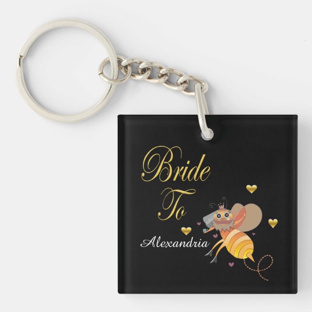Bride To Bee Bridal Personalize Keychain (Front)