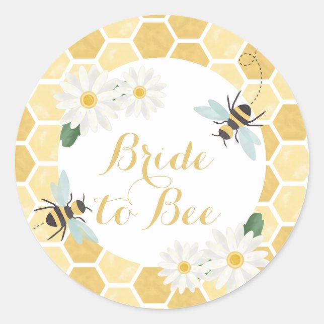 Bride to Bee Bridal Shower Classic Round Sticker (Front)