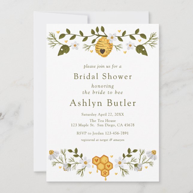 Bride to Bee Bridal Shower Invitation (Front)