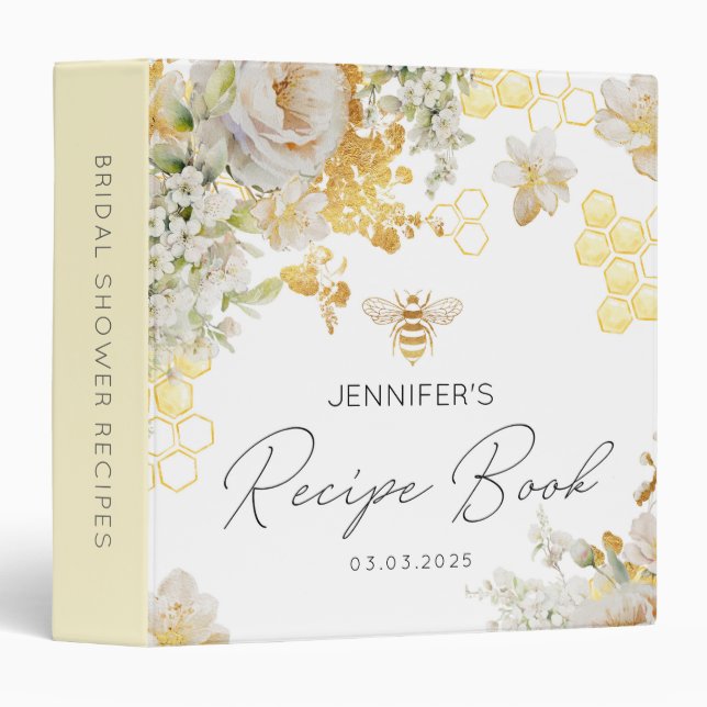 Bride to bee floral bridal shower recipe book binder (Front/Spine)