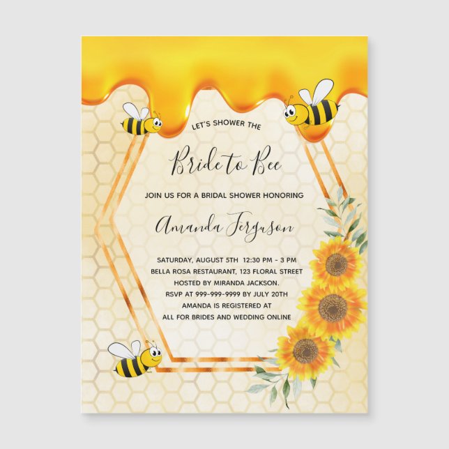 Bride to Bee gold sweet honey drips bridal shower (Front)