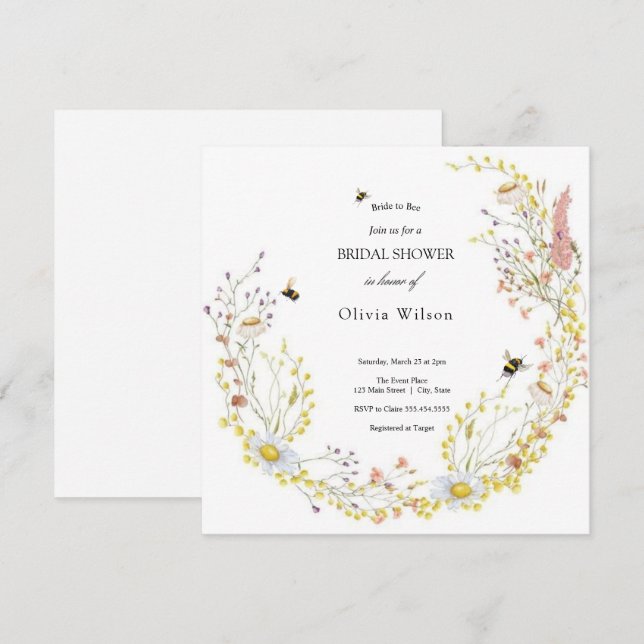  bride to bee greenery elegant bridal shower invitation (Front/Back)
