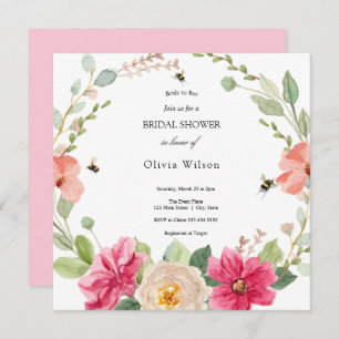 bride to bee greenery elegant bridal shower invitation