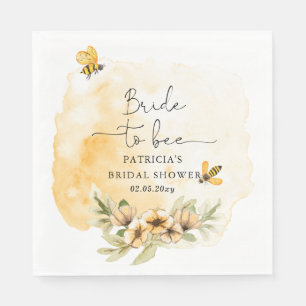 Bride To Bee Honeybee Floral Bridal Shower Napkin
