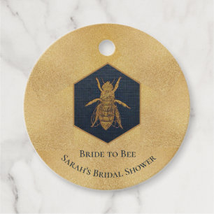 Bride to Bee Honeycomb Bridal Shower Gold Honey Favour Tags