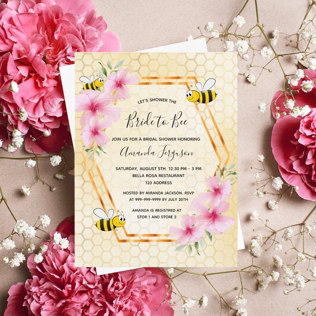 Bride to bee honeycomb bridal shower invitation postcard (Creator Uploaded)
