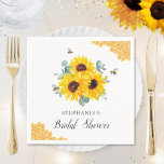 Bride To Bee Honeycomb Sunflower Bridal Shower  Napkin<br><div class="desc">These bridal shower napkins feature a watercolor floral design with sunflowers, eucalyptus leaves, honey bees and honeycomb.. You can personalize these napkins with the bride's name. These napkins are part of a collection which includes matching bridal shower products. Please visit our store or view our collection pages to see the...</div>