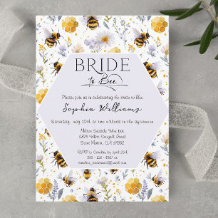 Bride to Bee Lavander Floral Bees Bridal Shower Invitation