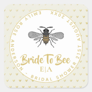 Bride To BEE - Monogram Bridal Shower Thank You Square Sticker