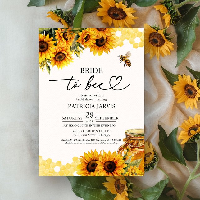 Bride To Bee Sunflower Bridal Shower Invitation (Creator Uploaded)