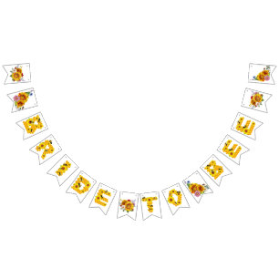 Bride to Bee   Watercolor Floral Bridal Shower Bunting Flags