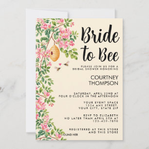 Bride To Bee Watercolor Floral Bridal Shower  Invitation