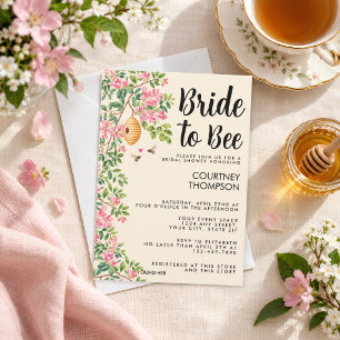 Bride To Bee Watercolor Floral Bridal Shower  Invitation