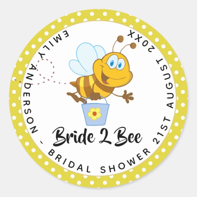 Bride to BEE Wedding Bridal Shower Yellow Cute Classic Round Sticker (Front)