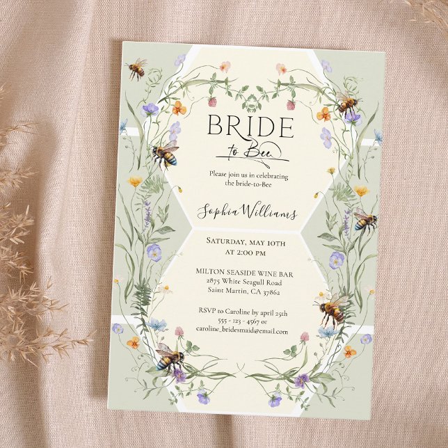 Bride to Bee Wildflower Bees Bridal Shower Invitation (Creator Uploaded)