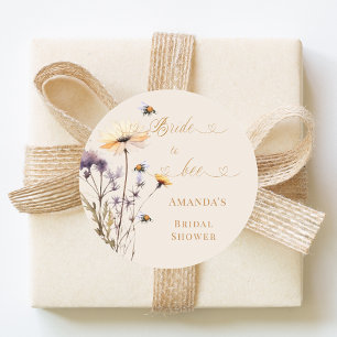 Bride to bee wildflower ivory bridal shower classic round sticker