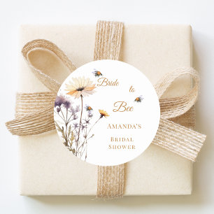 Bride to bee wildflower ivory bridal shower classic round sticker