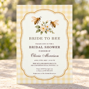 Bride to Bee Yellow Gingham Bridal Shower Invitation