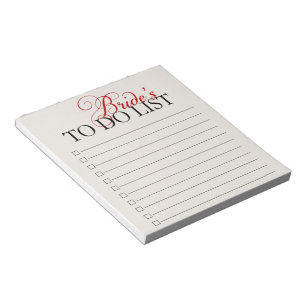 Bride To Do List Notepad