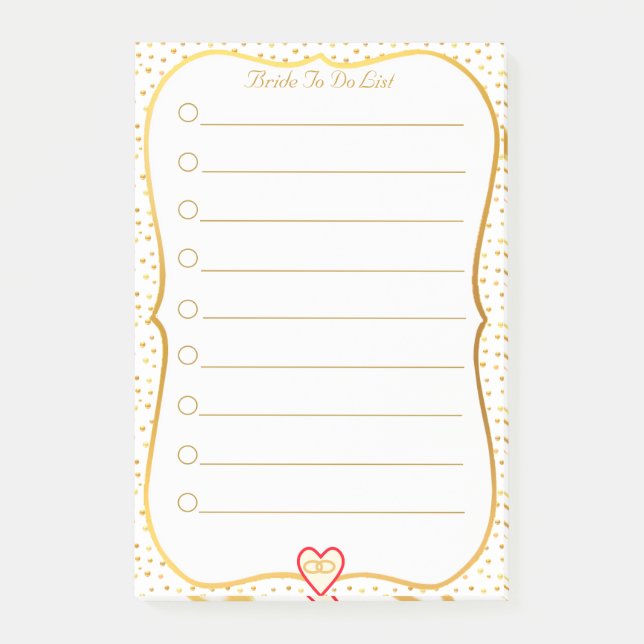 Bride To Do List Post-it Notes (Front)