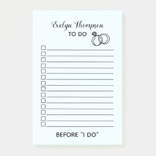 Bride To Do List Wedding Post-it Notes