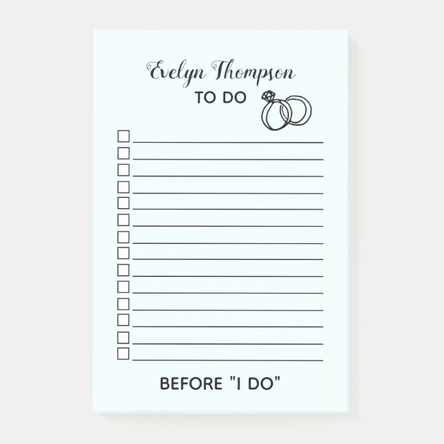 Bride To Do List Wedding Post-it Notes (Front)