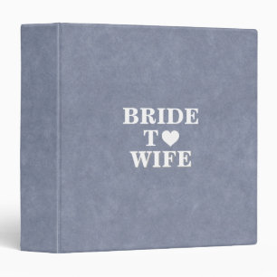 Bride To Wife Elegant Blue Leather Heart Custom Binder