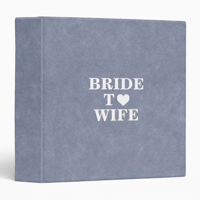 Bride To Wife Elegant Blue Leather Heart Custom Binder (Front/Spine)