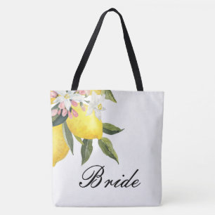 BRIDE TOTE BAG-LEMON FLORAL WEDDING BAG