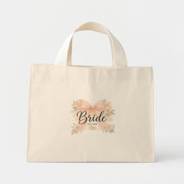 Bride Tote Bag, Personalized Bridal Gift, EST.2026 (Front)