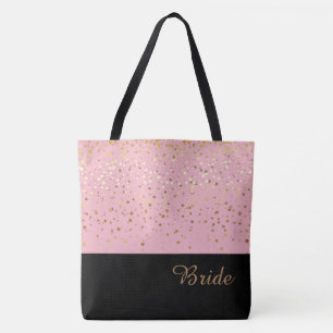 Bride Tote Bag Pink & Petite Golden Stars