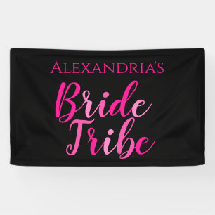 Bride Tribe Bachelorette Party Hot Pink Black Banner