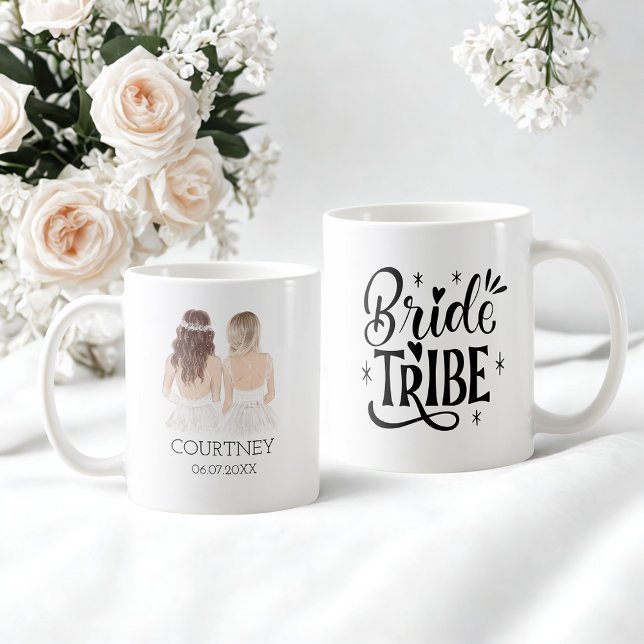 Bride tribe black modern script custom wedding  coffee mug (Creator Uploaded)