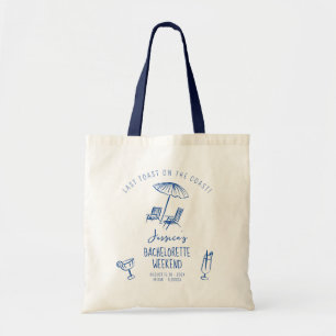 Bride tribe blue coastal bachelorette tote bag