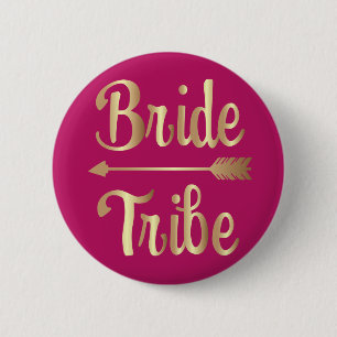 Bride tribe bridesmaid gold button